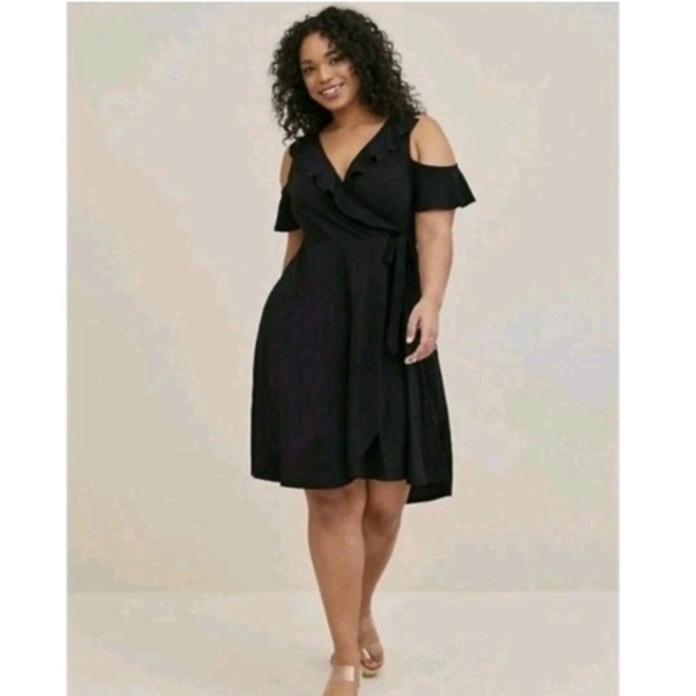 Torrid Elegant Black Cold Shoulder Mini Dress